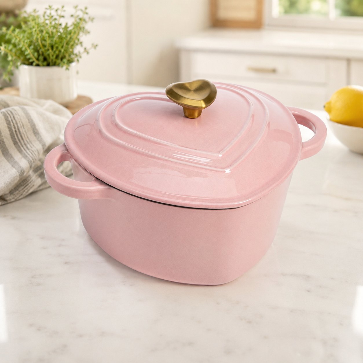 Cast iron heart dutch oven in pink, a Crystal Ball call that became product